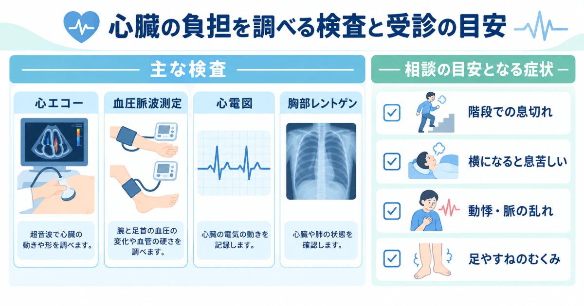 心臓の負担度を調べる検査と田村市で相談できる受診の目安
